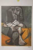 A FRAMED AND GLAZED LIMITED EDITION PICASSO ABSTRACT FIGURE STUDY PRINT 178/200 WITH BLIND STAMP