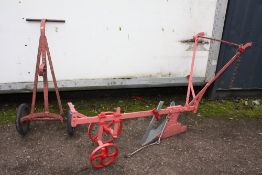 A VINTAGE PLOUGH PLUS A SET OF WHEELS A/F