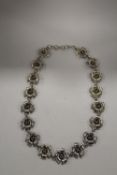 A STERLING SILVER FLORAL NECKLACE APPROX WEIGHT - 52.9G
