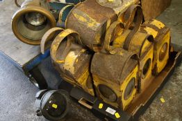 TWO VINTAGE CAR LAMPS TOGETHER WITH 7 SAFETY LAMPS A/F (9)