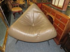 A MODERN 'LEATHER BY DESIGN' CHAIR ON CHROMED BASE