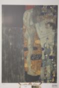 A FRAMED AND GLAZED LIMITED EDITION GUSTAV KLIMT MODERNIST PRINT OF NUDE FIGURES 15/200 WITH
