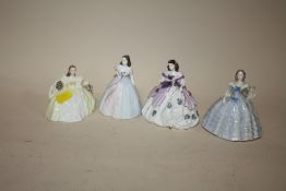 FOUR SMALL COALPORT FIGURES TO INCLUDE MINUETTES JOANNE