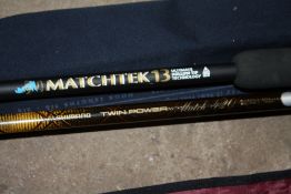 A SHIMANO POWERLOOP X SERIES MTH450 FISHING ROD TOGETHER WITH A MATCHTEK 13 HOLLOW TIP FISHING ROD