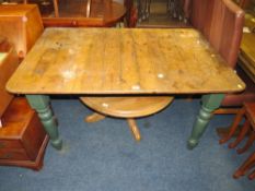 A FARMHOUSE STYLE PINE SCRUBTOP TABLE H-76 W-136 CM