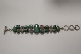 A STERLING SILVER AND TURQUOISE BRACELET APPROX WEIGHT - 41.6G