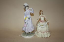 A ROYAL WORCESTER WALKING OUT DRESSES OF THE 19TH CENTURY 1818 THE REGENCY FIGURE, TOGETHER WITH A
