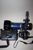 A TOWA TELESCOPE (NO TRIPOD) TOGETHER WITH A FUJI FILM IPIX CAMERA AND A SIGMA 600MM LENSE IN CASE