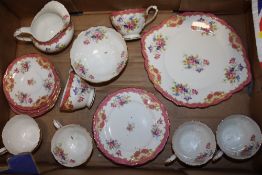 A TRAY OF FLORAL PARAGON CHINA