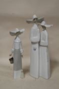 TWO LLADRO NUN FIGURES, S/D, TALLEST 32 CM