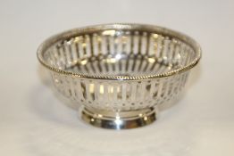 A HALLMARKED SILVER PIERCED FOOTED BOWL