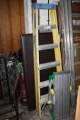 A SET OF PLASTIC STEP LADDERS PLUS A SMALLER EXAMPLE