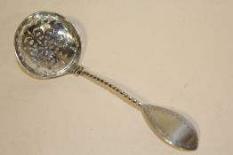 A HALLMARKED SILVER SIFTER SPOON