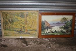 A FRAMED AND GLAZED OIL ON BOARD OF 'LOCH-LOMOND' BY GEO. COLE TOGETHER WITH A FRAMED OIL ON BOARD