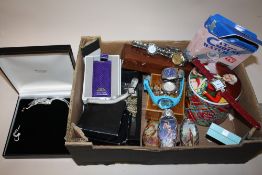 A COLLECTION OF COSTUME JEWELLERY AND WRISTWATCHES ETC.