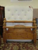 A QUALITY HEAVY PINE KINGSIZE BEDFRAME WITH ALOE VERA CLEAN MATTRESS