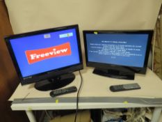 TWO SMALL FLATSCREEN TV'S WITH REMOTES