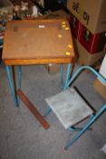 A RETRO CHILDRENS WRITING DESK AND FOLDABLE SEAT