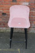 A MODERN PINK LATTICE SUEDE BAR STOOL