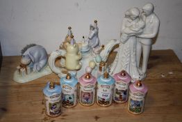 A COLLECTION LENOX DISNEY CERAMICS TO INCLUDE A POOHS BIRTHDAY CELEBRATION TEAPOT, SIX SPICE JARS