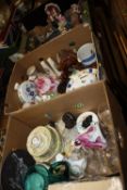 THREE TRAYS OF CERAMICS AND FIGURES ETC, TO INCLUDE COALPORT, ROYAL DOULTON ETC.