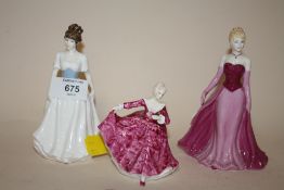 A ROYAL DOULTON FIGURINE - MELODY HN4117 TOGETHER WITH KIRSTY HN3213 AND A COALPORT HEART TO HEART