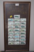 A FRAMED AND GLAZED SET OF WILL'S CIGARETTE CARDS OF CLASSIC CARS