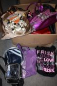 TWO BOXES OF LADIES HANDBAGS TO INCLUDE PLAYBOY EXAMPLES