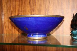 A METAL RIMMED CERAMIC FRUIT BOWL BY LIBERTYS, DIA 34.5 CM, H 14 CM
