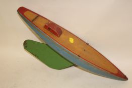 A HAND BUILT WOODEN POND YACHT BASE