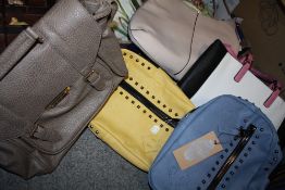 A BOX OF MODERN LADIES HANDBAGS