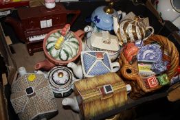 A COLLECTION NOVELTY TEA POTS TO INCLUDE SADDLER AND WADE EXAMPLES