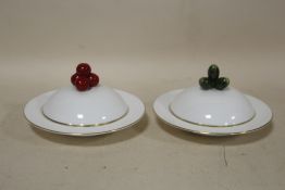 TWO ROYAL WORCESTER LIDDED DISHES 'MADE SPECIALLY FOR ASPREY AND CO. LTD'