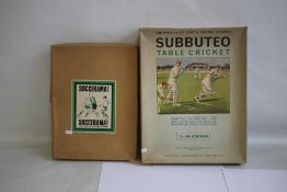 A BOXED CLUB EDITION SUBBUTEO OO SCALE TABLE CRICKET, together with a vintage Soccerama game