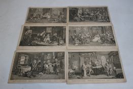 SIX ENGRAVINGS AFTER WILLIAM HOGARTH ENTITLED 'MARRIAGE A-LA-MODE', plates I to VI, each 28 x 19 cm