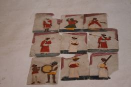 A COLLECTION OF INDIAN SCHOOL PAINTINGS ON MICA SHEETS OF MALE AND FEMALE FIGURES, to include