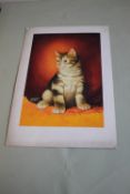 W. G. WHITAKER - A WATERCOLOUR OF A SEATED KITTEN, carries the Elgin Studios stamp to back, signed