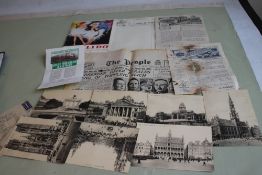 VINTAGE EPHEMERA to include early 20th Century bill heads, 1945 Victory headlines newspapers, a 1959