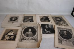 EIGHT PORTRAIT ENGRAVINGS to include 