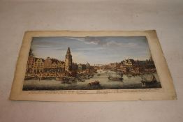 A HAND COLOURED ENGRAVING 'A View of part of Amsterdam from the Harbour Y Shewing The Herring