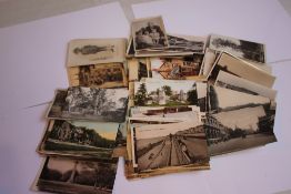 A BOX OF POSTCARDS, to include real photograph and topographic