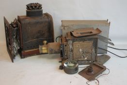 A VINTAGE MAGIC LANTERN CASE together with another magic lantern A/F (2)