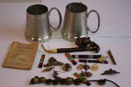 MILITARY INTEREST- a quantity of badges, tankards, presented to Colonel J.M Petit