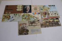 A COLLECTION OF COIN AND STAMP COVERS, to include 2005 Nelson Trafalgar £5, pair 2006 Brunel £2,