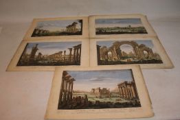 FIVE HAND COLOURED ENGRAVINGS PRINTED FOR ROBERT SAYER, CARRINGTON BOWLES AND ROBERT WILKINSON,