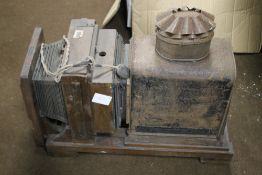 A VINTAGE MAGIC LANTERN with Thornton Pickard plate on a mahogany plinth A/F