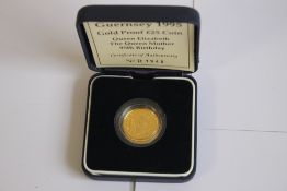 GUERNSEY 1995 GOLD PROOF £25 in case with certificate of authenticity