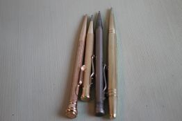 PROPELLING PENCILS - a Yard-O-Led Rhodium plated, patent 422767, a 9 ct gold and a rolled gold