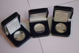 NORWAY - THREE CASED SILVER PROOF 2005 100 KRONER with certificate of authenticity