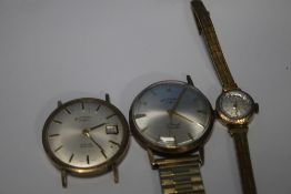 THREE 9 CT GOLD WATCHES A/F, consisting of two Gentleman's Rotary types and a ladies Regency (3)